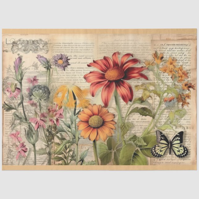 Wildblume Junk Journal Design 9 Seidenpapier (Vorderseite)
