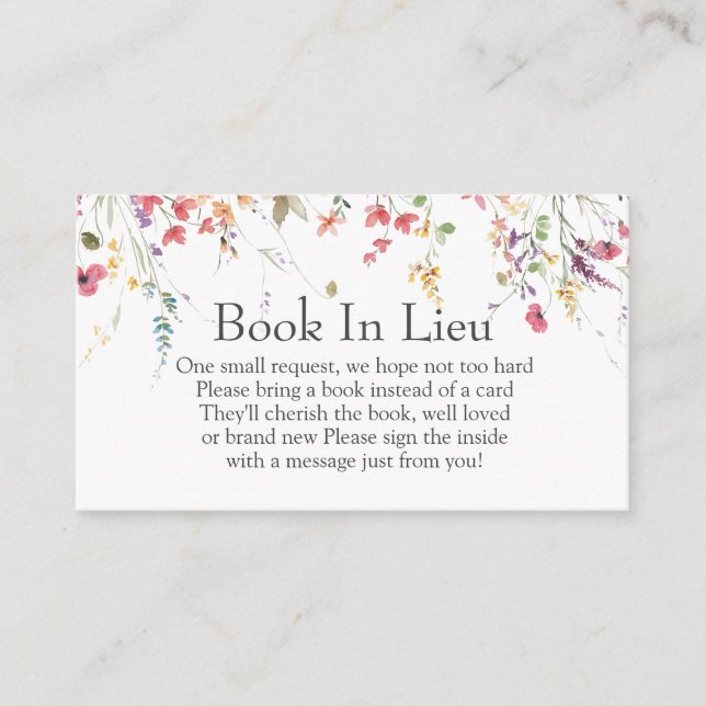 Wildblume Kinderduschbuch in Beilage einfügen Begleitkarte (Vorderseite)