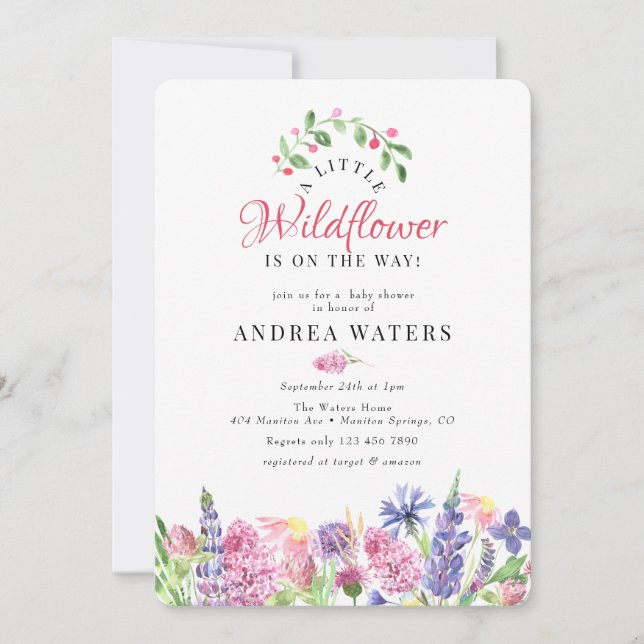 Wildblume Kinderdusche Einladungen (Vorderseite)