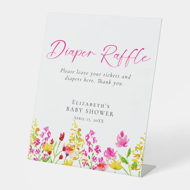 Wildblume Kinderdusche Windelwindeln Sonderzeichen Sockelschild (Vorderseite)