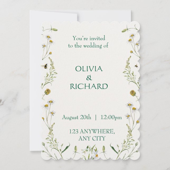 Wildblume Klassische Blumenladen Minimalistische E Einladung (Vorderseite)