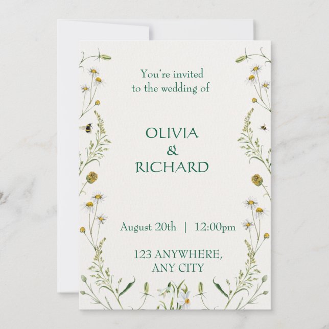 Wildblume Klassische Blumenladen Minimalistische E Einladung (Vorderseite)