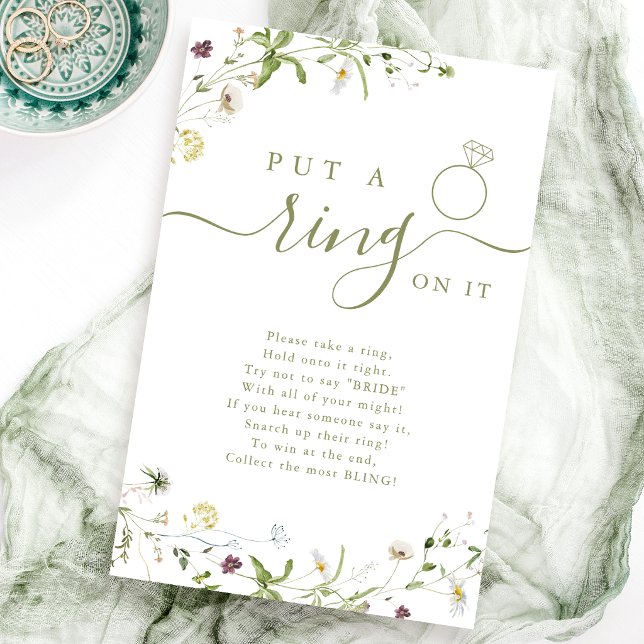 Wildblume klingelte auf das Brautparty (Wildflower put a ring on it bridal shower game)