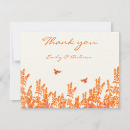 Wildblume Korallen Romantische Bumble Bee Wedding  Dankeskarte