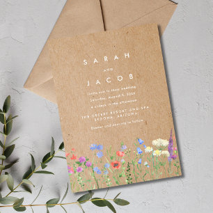Wildblume Kraft Paper Rustic Wedding Einladung