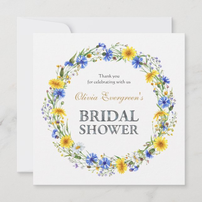 Wildblume-Kranz Dankeskarte (Vorderseite)