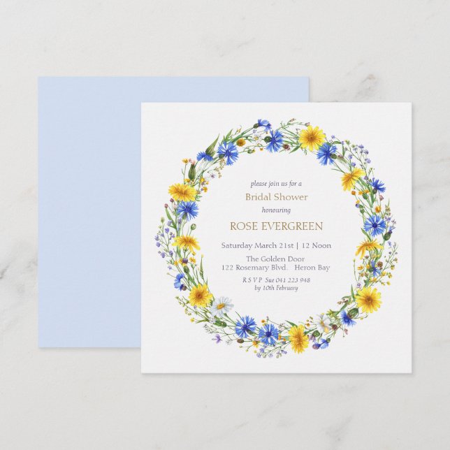 Wildblume-Kranz Einladung (Vorne/Hinten)