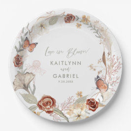 Wildblume Kranz-Liebe in Blütenfarbenhochzeit Pappteller