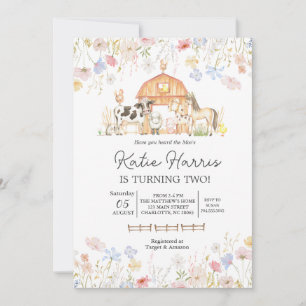 Wildblume Kuh zum Geburtstag Einladung