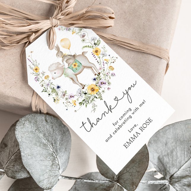 Wildblume Lamb & Bunny Balloon Danke Geschenkanhänger (Von Creator hochgeladen)