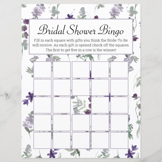 Wildblume Lavender Floral Bridal Bingo (Vorderseite)