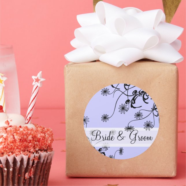 Wildblume Lavender Lilac Periwinkle Wedding Runder Aufkleber (Party)