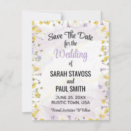 Wildblume Lavender und Gelbe Blumenhochzeit Save The Date