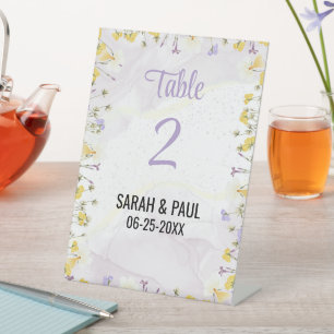 Wildblume Lavender & Yelow Wedding Tischnummer Sockelschild