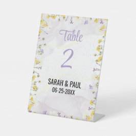 Wildblume Lavender & Yelow Wedding Tischnummer Sockelschild