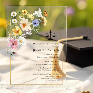 Wildblume Law School Graduation Party Foto Acryleinladungen