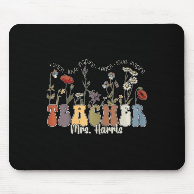 Wildblume Lehrerin Name Frau Harris Mousepad (Vorne)