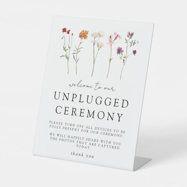 Wildblume Lesbian Pride Floral Unplugged Zeremonie Sockelschild (Vorderseite)