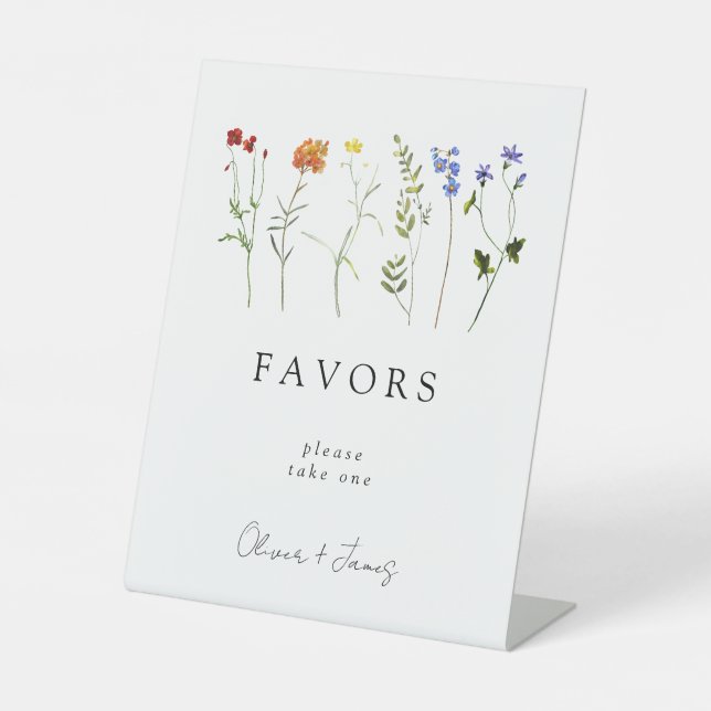 Wildblume LGBTQ Gay Pride Blumenladen Gastgeschenk Sockelschild (Vorderseite)