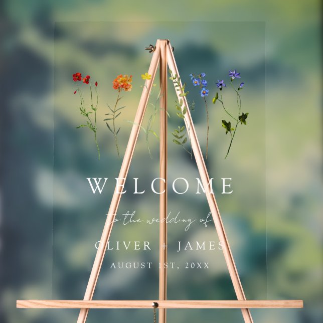 Wildblume LGBTQ Gay Pride Blumenzehen Acrylschild (Neutral)