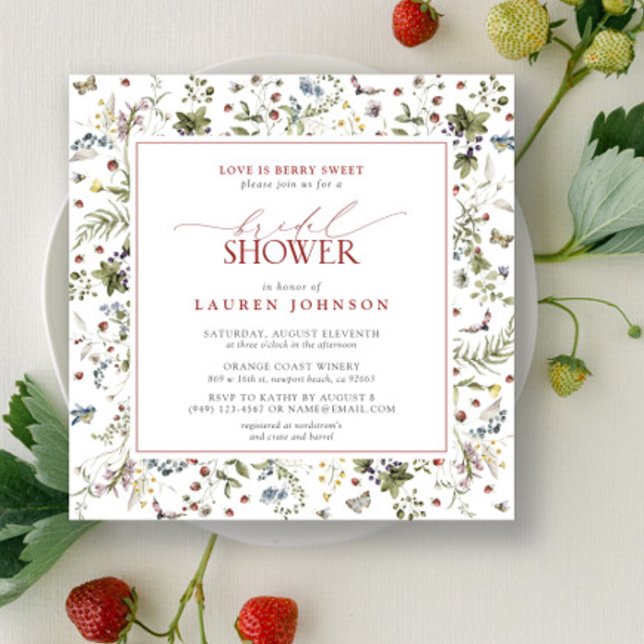 Wildblume Liebe ist Berry Sweet Red Brautparty Einladung (Bridal Shower Invitation!)