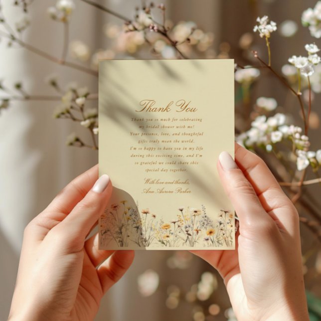 Wildblume Liebe ist im blühenden Brautparty Dankeskarte (Von Creator hochgeladen)