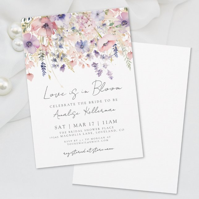 Wildblume Liebe ist im blutblühenden Brautparty Einladung (Love Is In Bloom Floral Wildflower Bridal Shower Invitation )
