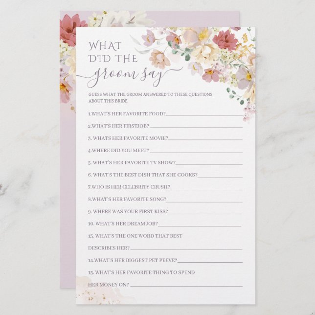 Wildblume Lila Bridal, was der Bräutigam sagte (Vorne/Hinten)