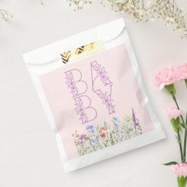 Wildblume Lila Floral Baby Monogram Babydusche Geschenktütchen