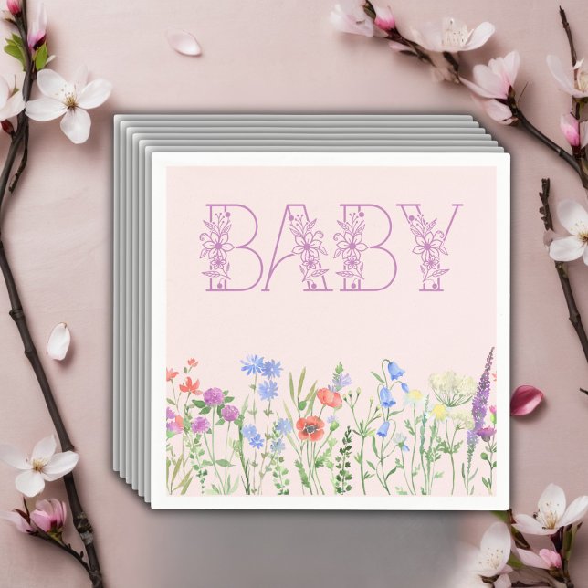 Wildblume Lila Floral Baby Monogram Babydusche Serviette (Von Creator hochgeladen)