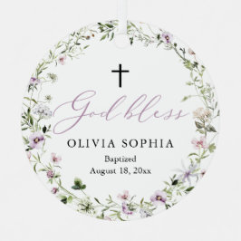 Wildblume Lila Girl Foto Taufe Ornament Aus Metall