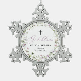 Wildblume Lila Girl Taufe Snowflake Ornament