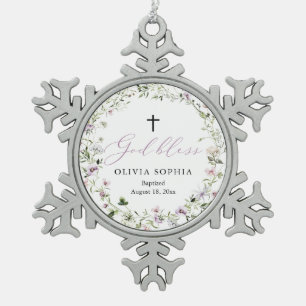 Wildblume Lila Girl Taufe Snowflake Ornament