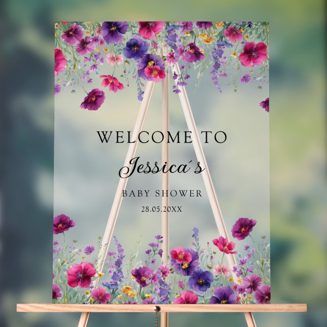 Wildblume, Lila-rosa-Blume-Babydusche Acrylschild (Neutral)