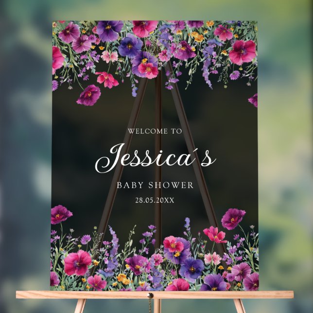 Wildblume, Lila-rosa-Blume-Babydusche Acrylschild (Neutral)