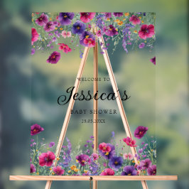 Wildblume, Lila-rosa-Blume-Babydusche Acrylschild