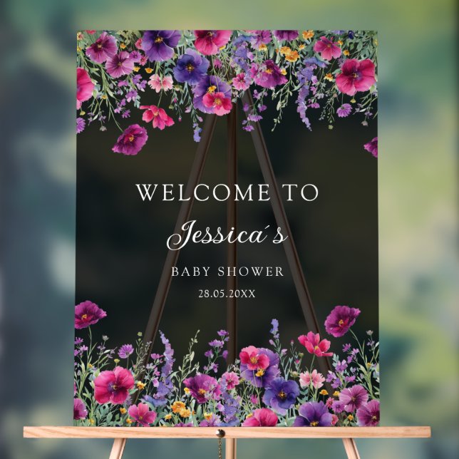 Wildblume, Lila-rosa-Blume-Babydusche Acrylschild (Neutral)