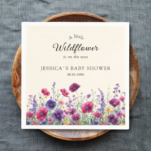 Wildblume, Lila-rosa-Blume Babydusche Napkins Serviette