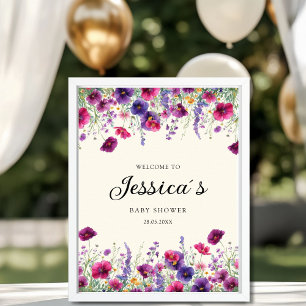 Wildblume, Lila-rosa-Blume-Babydusche Poster