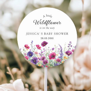 Wildblume, Lila-rosa-Blume-Babydusche Runder Aufkleber