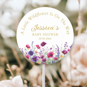 Wildblume, Lila-rosa-Blume-Babydusche Runder Aufkleber