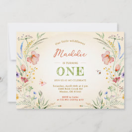 Wildblume macht den ersten Geburtstag eines Mädche Einladung