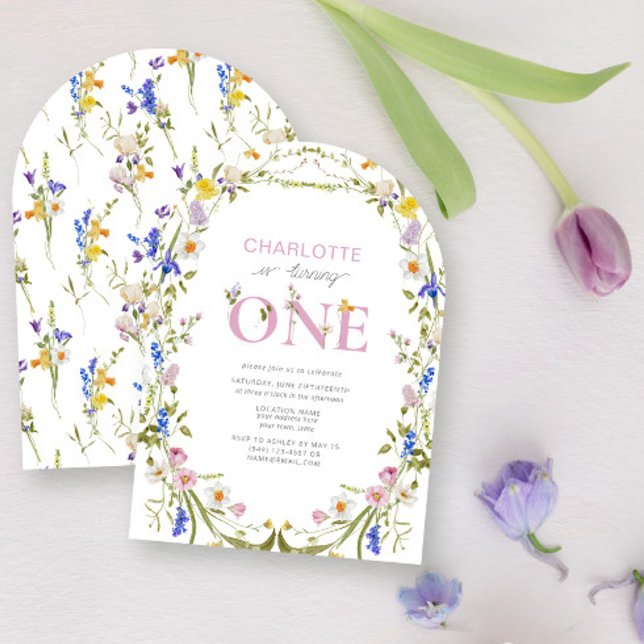 Wildblume macht ein Sommermädchen zum 1. Geburtsta Einladung (Von Creator hochgeladen)