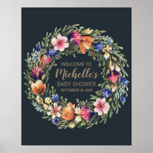Wildblume Mädchen Dusche Begrüßungszeichen Poster