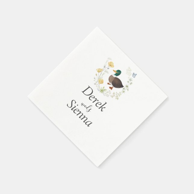 Wildblume Mallard Duck Wedding Serviette (Ecke)
