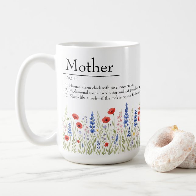 Wildblume Mama Tasse - Muttertagsgeschenk (Mit Donut)