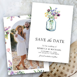 Wildblume Mason Jar Foto Wedding Save The Date