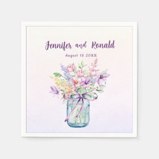 Wildblume Mason Jar Wedding Personalisiert Serviette