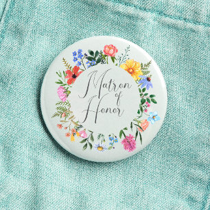 Wildblume Matron of Honor Script Wedding Button