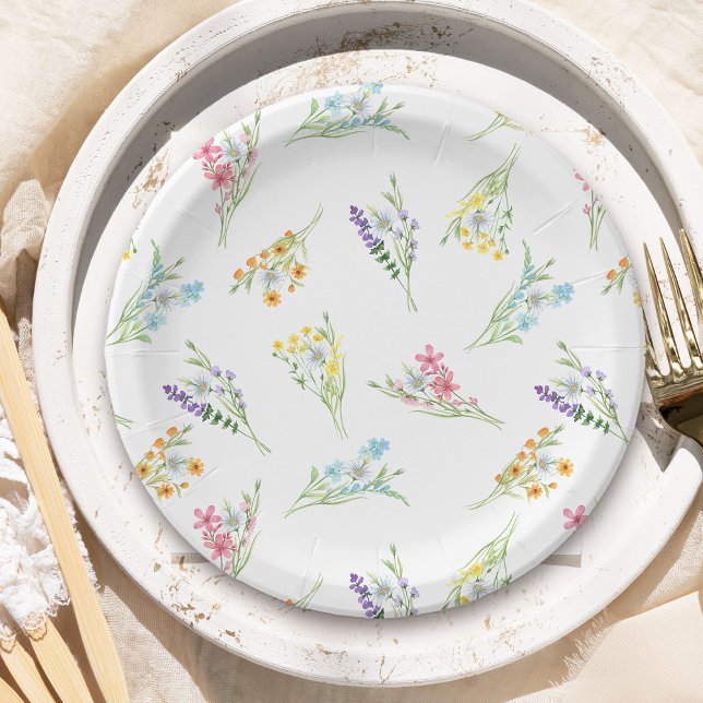 Wildblume Meadow Baby Dusche Pappteller (Wildflower pattern paper party plates from my Wildflower Meadow collection)